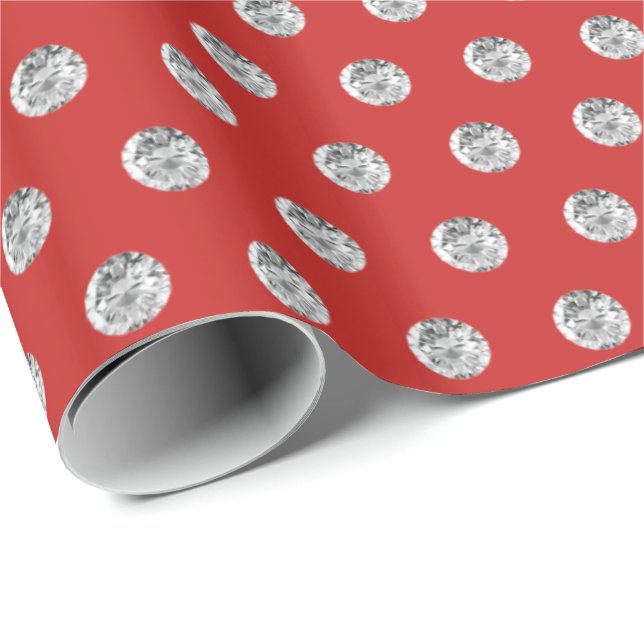 Elegant Red and Diamonds Pattern Chic Wrapping Paper (Roll Corner)