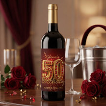 Elegant Red and Gold 50th Milestone Birthday