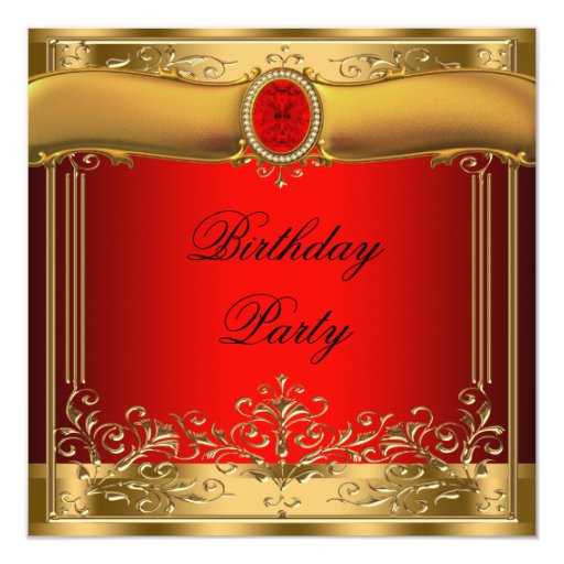 Red And Gold Birthday Invitations 2