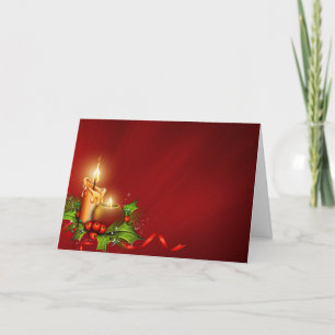 Elegant Red and Gold Candle Christmas Card