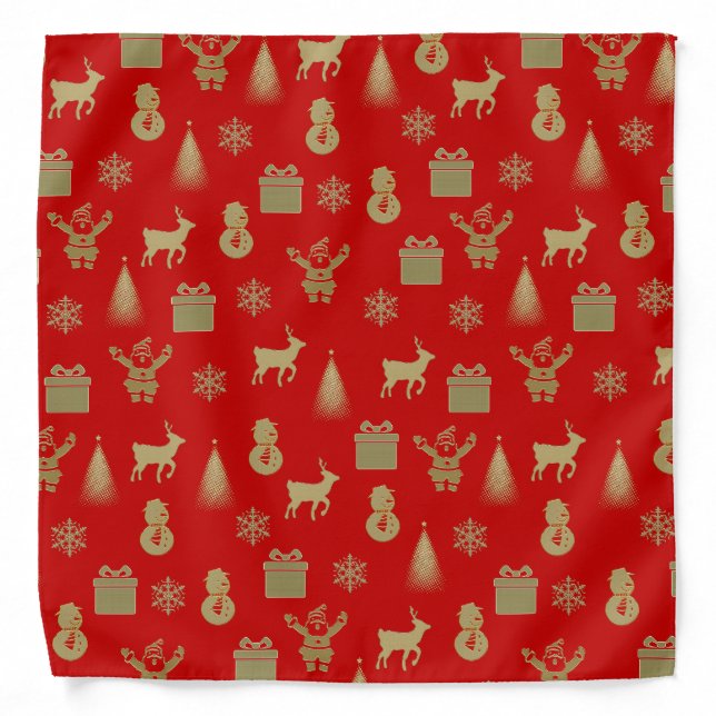Elegant red and gold christmas bandana (Front)