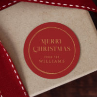 Elegant Red and Gold Christmas Classic Round Sticker