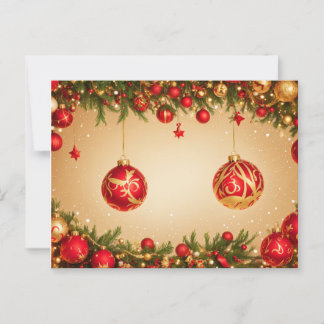 Elegant Red and Gold Christmas Ornament Frame Postcard