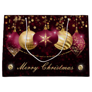 Elegant Red and Gold Christmas Ornament Large Gift Bag
