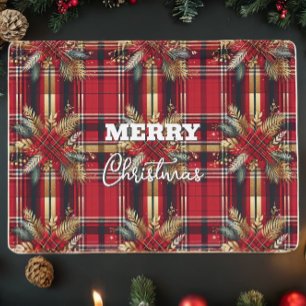 Elegant Red and Gold Christmas Plaid Placemat
