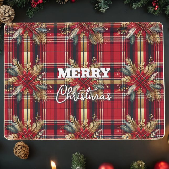 Elegant Red and Gold Christmas Plaid  Placemat (Creator Uploaded)