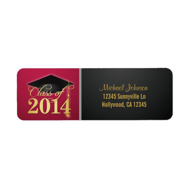 Elegant Red and Gold Class of 2014 Label (Front)