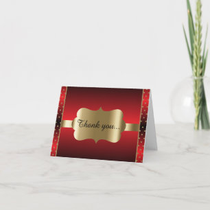 Elegant Red and Gold Dot Design Diy Words Letterpress Thank You Card