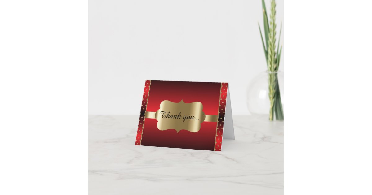 Elegant Red and Gold Dot Design | Diy Words Thank You Card | Zazzle