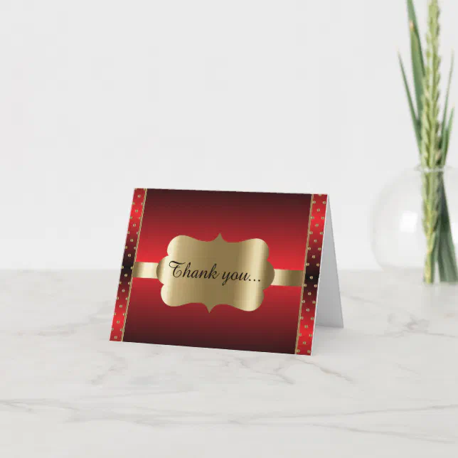 Elegant Red and Gold Dot Design | Diy Words Thank You Card | Zazzle
