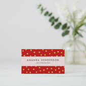 Elegant Red And Gold Foil Confetti Dots Pattern Business Card (Standing Front)