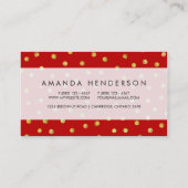 Elegant Red And Gold Foil Confetti Dots Pattern Business Card (Back)