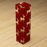 Elegant Red and Gold Foil Reindeer Christmas Wine Box<br><div class="desc">Elegant Red and Gold Faux Foil Reindeer Christmas design</div>