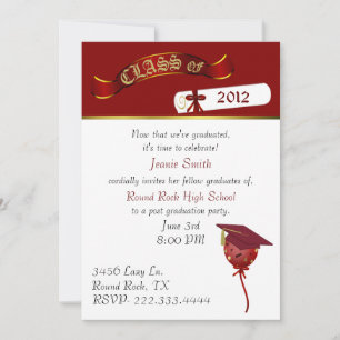 Elegant Red and Gold Graduation Party Invitation