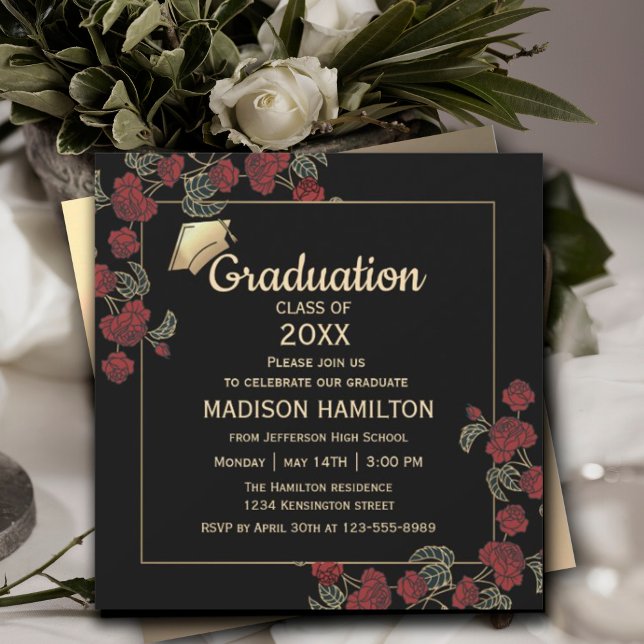 Elegant Red and Gold Graduation Party Invitation (Elegant Red and Gold Graduation Party Invitation #graduationinvitation #elegantredandgold #graduate)