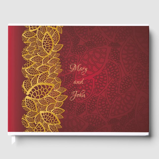 Elegant red and gold guest book (Front)