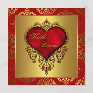 Details about   Personalized Wedding Invitations Cards Bride and Groom Red Heart Ribbon Love 