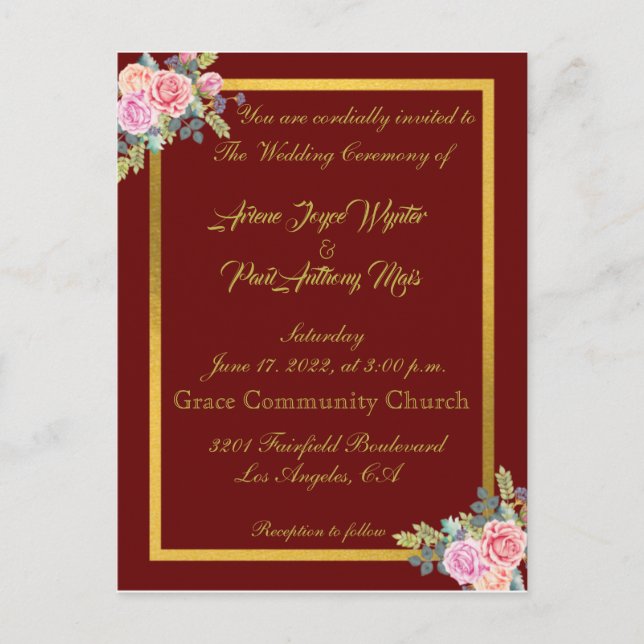 Elegant Red and Gold Invitation (Front)