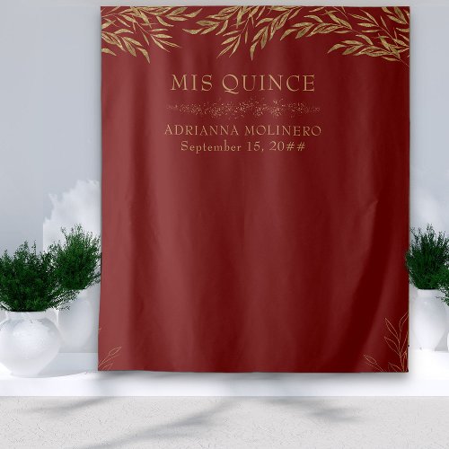 Elegant Red and Gold Leaf Mis Quince Backdrop