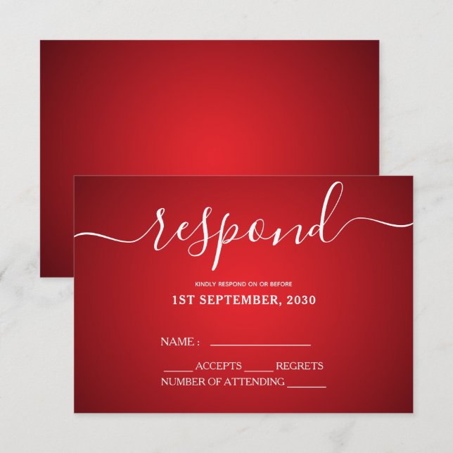 Elegant Red And Gold Love Birds Heart Wedding  RSVP Card (Front/Back)