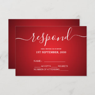 Elegant Red And Gold Love Birds Heart Wedding RSVP Card