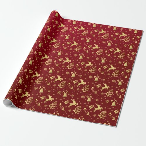 Elegant Red And Gold Luxury Christmas Gift Wrapping Paper