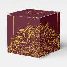 Elegant Red And Gold Mandala Wedding Favor Box