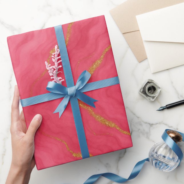 Elegant Red and Gold Marble Luxury Wrapping Paper (Gifting)