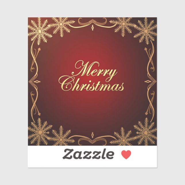 Elegant Red and Gold Merry Christmas Design Sticker (Sheet)