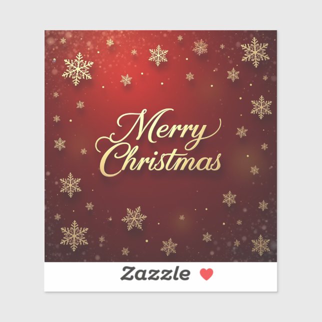 Elegant Red and Gold Merry Christmas Design Sticker (Sheet)