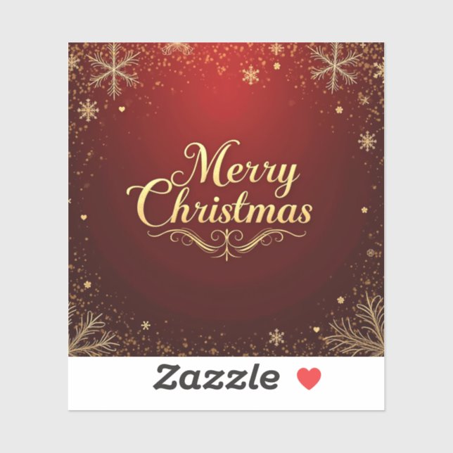 Elegant Red and Gold Merry Christmas Design Sticker (Sheet)