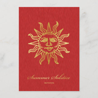 Elegant Red and Gold Metallic Summer Solstice Invitation