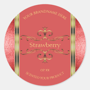 Elegant Red and Gold Product Label Glitter Borders
