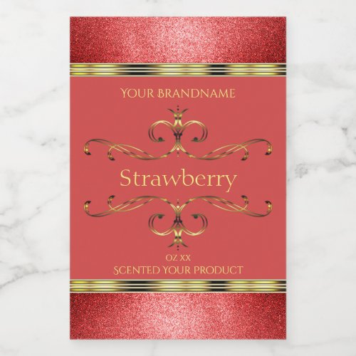Elegant Red and Gold Product Label Glitter Borders