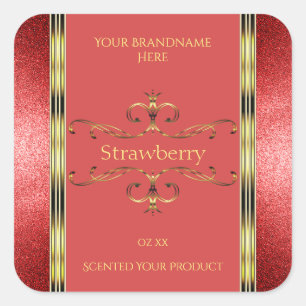 Elegant Red and Gold Product Label Glitter Borders
