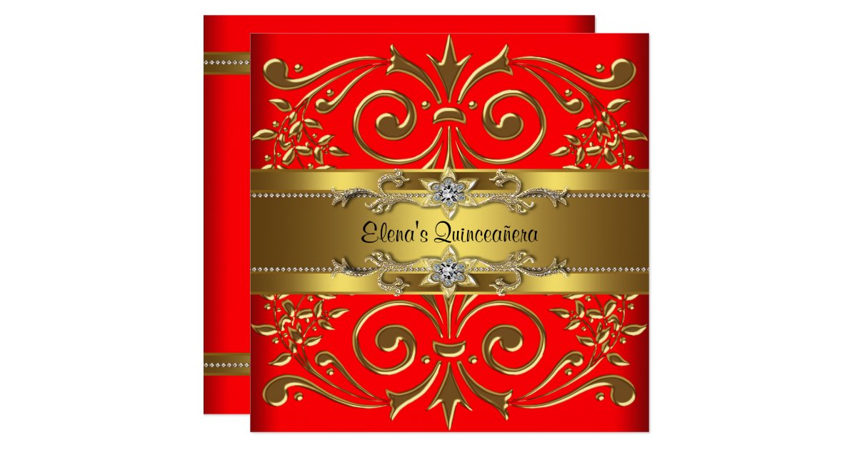 Elegant Red And Gold Quinceanera Invitations Zazzle
