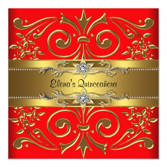 Elegant Red and Gold Quinceanera Invitations | Zazzle.com