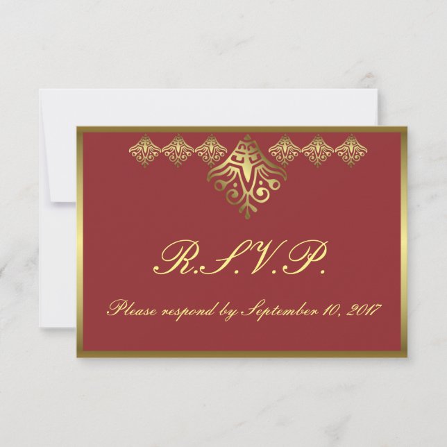 Elegant Red and Gold RSVP (Front)