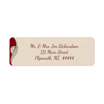 Elegant Red And Gold Sparkle Address Label by ChristmasBellsRing at Zazzle