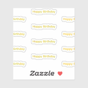 Elegant Red and Gold Typography Happy Birthday Sticker