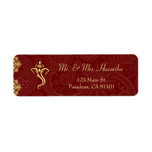 Elegant Red and Gold Vinayaka Wedding Label