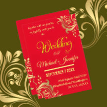 Elegant Red and Gold Wedding Custom QR Code