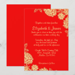 Elegant Red And Gold Wedding Invitations | Zazzle