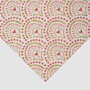 ELEGANT RED AND GOLD WITH HEARTS PATTERN TISSUE PAPER