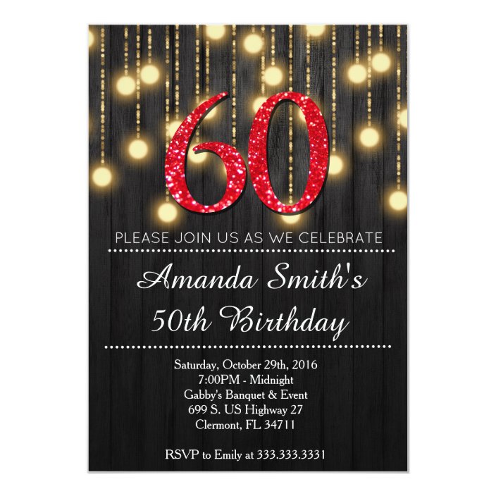 Elegant Red and Gold Womans 60th Birthday Party In Invitation | Zazzle.com