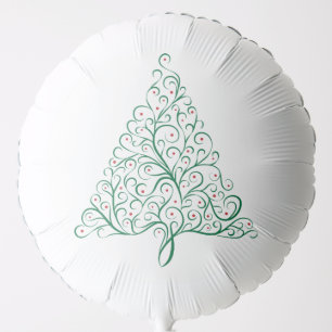 Elegant Red and Green Calligraphy Christmas Tree Balloon