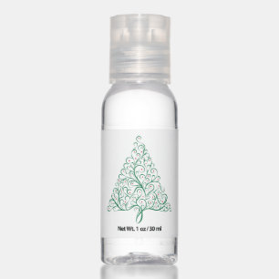 Elegant Red and Green Calligraphy Christmas Tree Hand Sanitizer