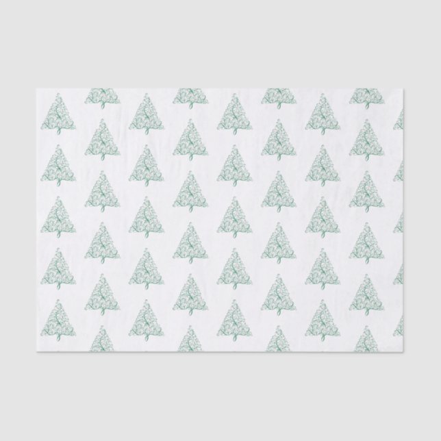Elegant Red and Green Calligraphy Christmas Tree Tissue Paper (Front)