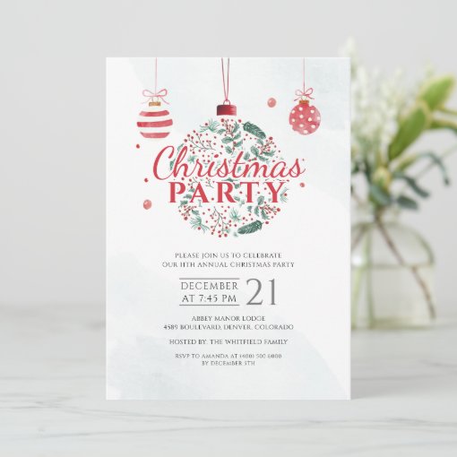 Elegant Red and Green Christmas Holiday Party Invitation | Zazzle