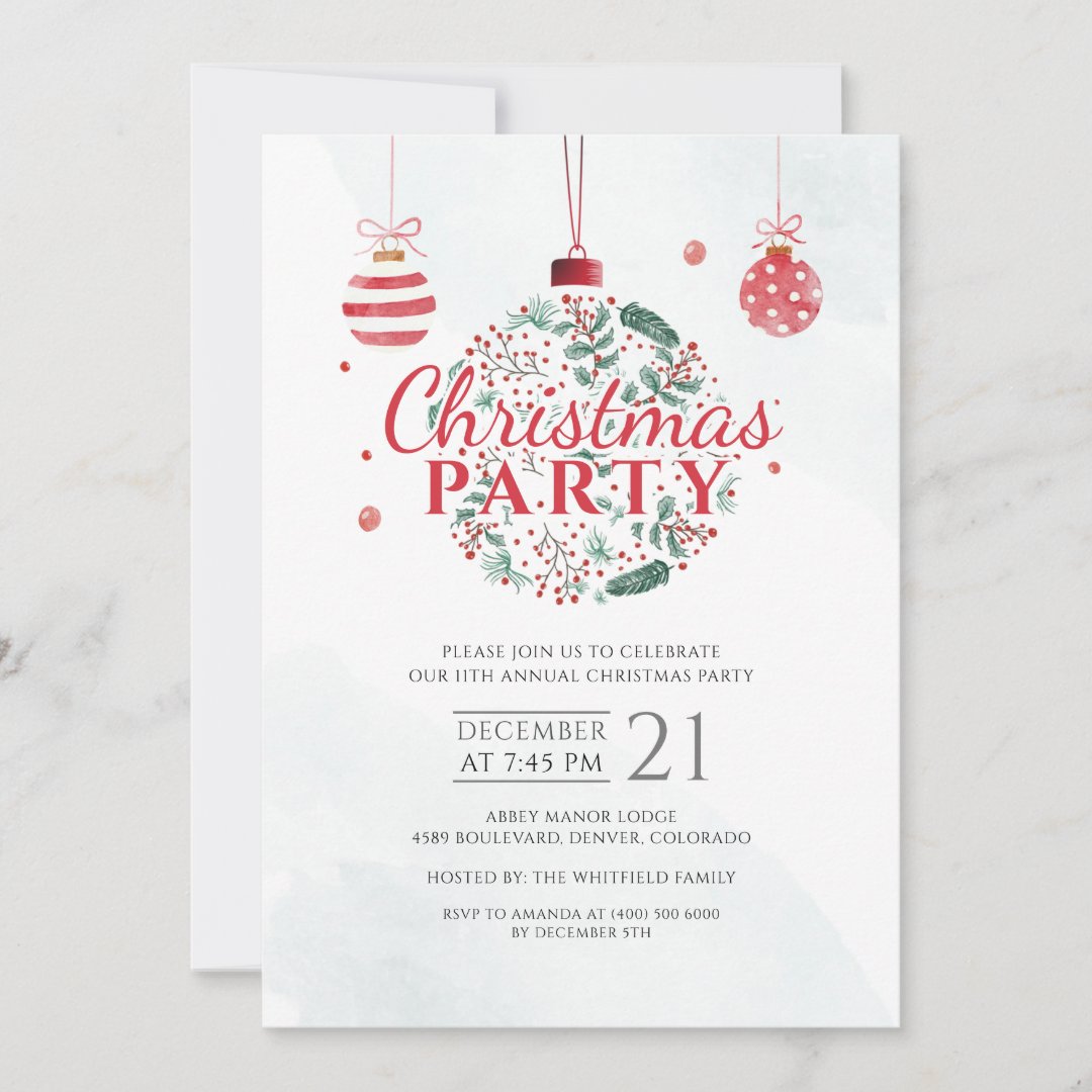 Elegant Red and Green Christmas Holiday Party Invitation | Zazzle